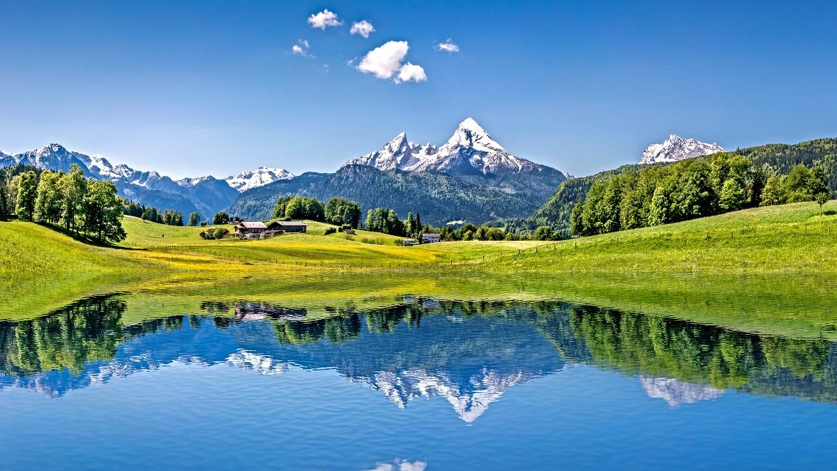 Schweiz See Berge Schnee ALpen